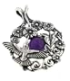 Sterling Silver Hummingbird Flowers on AMETHYST Pendant