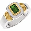 Sterling Silver and 14K Yellow Gold Tsavorite (Green Garnet) Ring