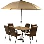 Monaco 9 Pcs Oak/Alum 6 Seater Garden Furniture Set - FREE DELIVERY