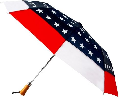 Leighton Ace Printed Automatic Open Wind Resistant Umbrella USA Stars Stripes