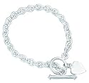 Elements Sterling Silver Ladies B122 Heart charm Toggle Bracelet