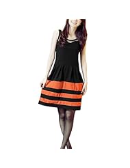 Sheer Mesh Two-Toned Striped Print Polyester Tank  Dress