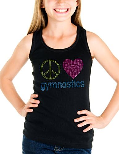 Activewear Apparel Girls 'Peace Love Gymnastics' Rhinestone Tank Top