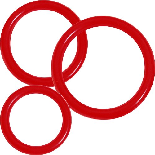 OptiSex Premium Silicone Erection Control Cock Ring Set for Men (3 rings of different sizes), RED