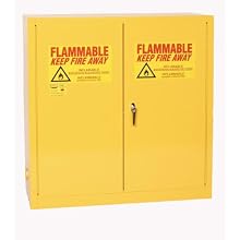 Eagle 1932 Safety Cabinet for Flammable Liquids, 2 Door Manual Close, 30 gallon, 44"Height, 43"Width, 18"Depth, Steel, Yellow
