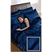 6pce Satin Navy Double Duvet Cover Set (inc 1 duvet cover,1 fitted sheet,4 pillowcases)
