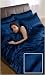 6pce Satin Navy King Size Duvet Cover Set(inc 1 duvet cover,1 fitted sheet,4 pillowcases)