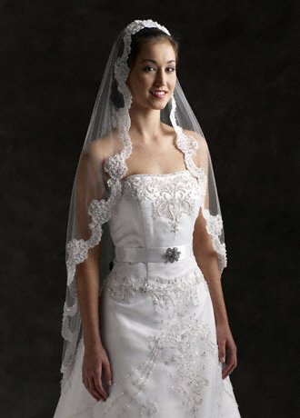 David's Bridal Fingertip Length Mantilla Veil