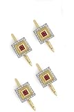 Solid 14k Gold and Diamond Ruby Stud Set (4)