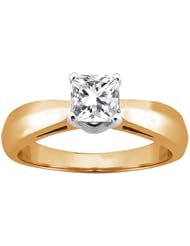 0.80 Ct Princess H/I SI1/SI2 Diamond 14K Yellow Gold Ring