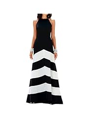 Sexy Backless Striped Print Off the Shoulder Party Dress/Maxi Dress 