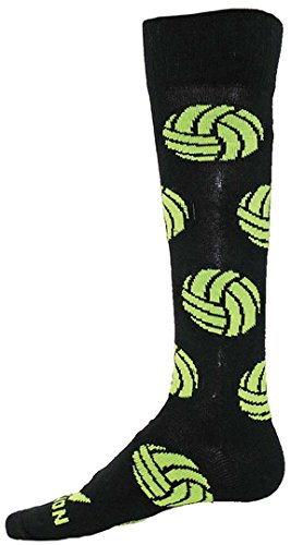 Red Lion Spike Volleyball Knee High Socks ( Black / Neon Green - Medium )