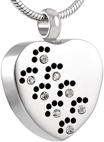 Premium Pet Memorial Jewelry 'Diamond Paw Print' Silver Tone Urn Pendant. High Grade Stainless Steel Pet Memorial - With Secret Pet Urn Compartment and Gift Box! Quality Craftsmanship Guaranteed.