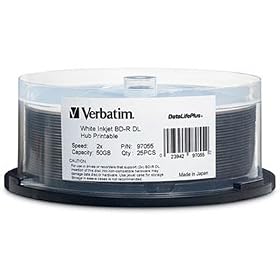 Verbatim 97055 DataLifePlus 50 GB 2x Blu-ray Double-Layer Recordable White Inkjet Hub... by Dazzle Multimedia