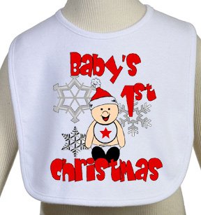 Babys First Christmas Holiday Bib