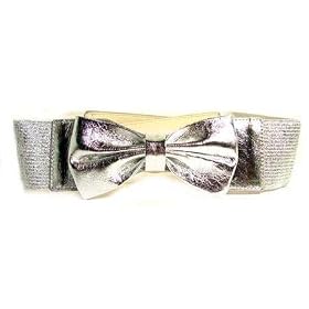 Ladies Fancy Silver Stretch Belt