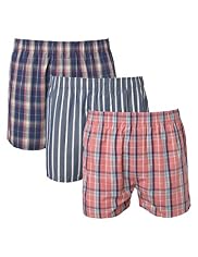 3 Pack North Coast Pure Cotton Checked Boxers