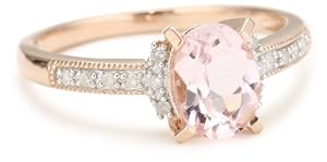 Rose Gold Plated Sterling Silver Morganite and Diamond Ring, (.07 Cttw, G-H Color, I2-I3 Clarity), Size 7