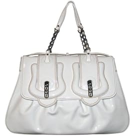 Fendi B.Fendi Large White Patent Leather Handbag 8BN166-UNU-F0PA5