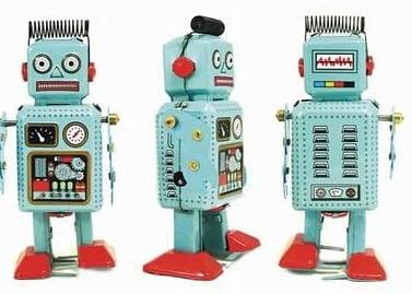 Mini Radiocon Robot, Metal Robot Winds Up, Tin Toy Collection, 5" Tall