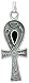 Sterling Silver 1 3/16 (30 mm) Ankh Pendant w/ Jet Stone