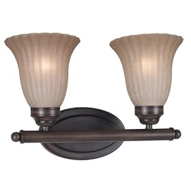 Kenroy Home 80442COCO San Souci Two-Light Vanity Light with 6-Inch Amber Scavo Glass Shades