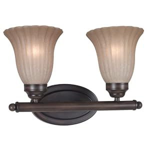 Kenroy Home 80442COCO San Souci Two-Light Vanity Light with 6-Inch Amber Scavo Glass... by Kenroy Home
