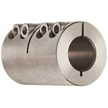 Climax Metal ISCC-075-075-S Clamp Coupling, Stainless Steel Grade 303, 3/4" Bore , 1-1/2" OD, With 1/4-28 x 5/8 Set Screw