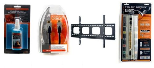 DigiTV Universal Plasma / LCD TV Starter Package. (Includes Flat Wall Mount for 37-57 Displays, 12' Heavy Duty HDMI Cable, LCD TV Cleaning Kit, & Pro Surge Protector)