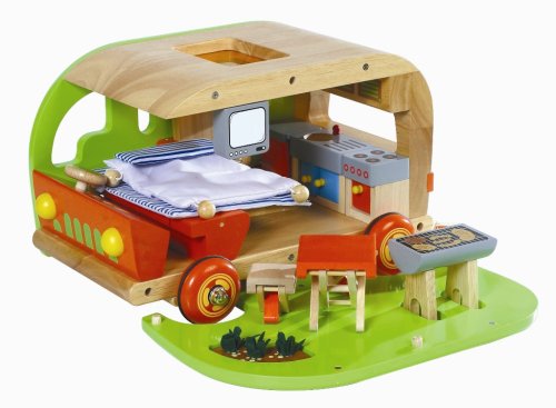Childrens Toyshop  Toys : Santoys Wooden Painted Mobile Home