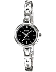 Casio Womens Core LTP1351D-1C Silver Stainless-Steel Quartz Watch with Black Dial