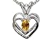 0.27 cts Genuine Citrine and Diamond Heart Pendant - 14kt White or Yellow Gold