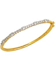 Trendy, Jewelry Cz Diamond Bangle Swiss Machine Cut, Embed Diamond 5 Pcs Diamond 3.0 Mm, Embed Diamond 20 Pcs Diamond 2.3 Mm, Gold Coating 5 Microns Thick
