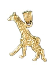 Dazzlers Solid 14k Gold Giraffe Charm Pendant Available in three colors from jewelsberry (weights: 1.3 grams only)