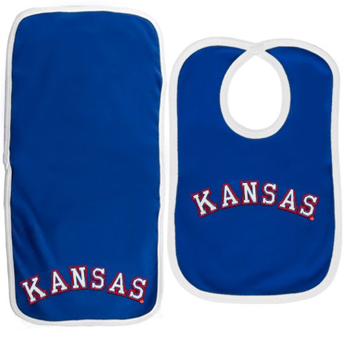 Kansas Jayhawks Royal Blue Knit Bib & Burp Cloth Combo Set