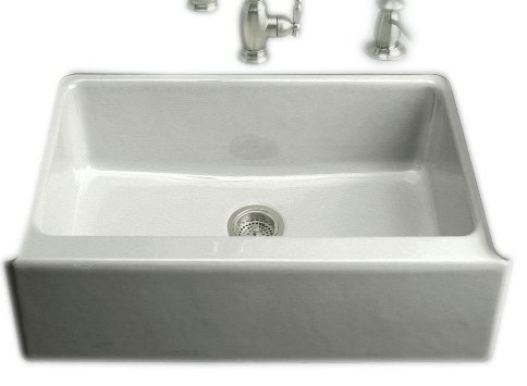 Kohler K-6546-4U-FF Dickinson Apron-Front, Undercounter Kitchen Sink with Four-Hole Oversized Centers, Sea Salt