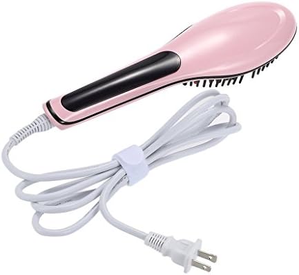 ROOCKE Pink Hair Straightener Ceramic Detangling Brush, Pro Electric Comb Straight Natural Silky Hair Styles Straightening Iron Treatment, Anion Moisturizing Hydrating Care, Anti-scald Massager