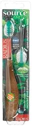 Radius Source Tooth Brush, Medium Bristles, (Adult), 1 Toothbrush +  Refill, Colors May Vary (Pack of 3)