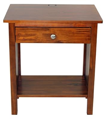 Casual Home Night Stand with USB Port, 27-Inch, Warm Brown
