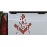 6in X 6.5in Brown -- Masonic Square and Compass Car Window Wall Laptop Decal Sticker by Rad Dezigns