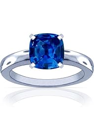 Platinum Cushion Cut Blue Sapphire Solitaire Ring