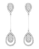 JanKuo Jewelry Silver Tone Prom and Bridal Long Drop Cubic Zirconia CZ Earrings with Gift Box