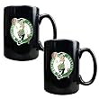 Boston Celtics 2pc Black Ceramic Mug Set - Primary Logo NBA Basketball