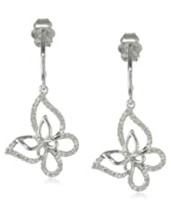 10k White Gold Diamond Butterfly Earrings (1/10 cttw, I-J Color, I2-I3 Clarity)