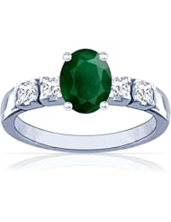 14K White Gold Oval Cut Emerald Setting