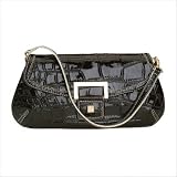 Shiny Croco Wristlet in Black