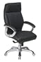 Office Star Quick Assembly High-Back Executive Leather Chair, Black and Silver