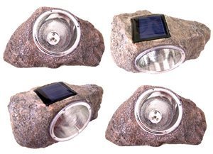2 large outdoor 4-led solar garden lawn deco rock light