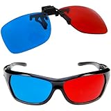 GTMax 2x Red and Cyan Glasses Fits over Most Prescription Glasses for 3D Movies, Gaming and TV 1x Clip On ; 1x Anaglyph style