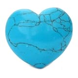TURQUOISE HOWLITE - 45mm Puffy Heart Crystal Healing Pocket Stone